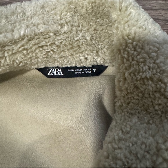 Zara fleece overshirt cream teddy button-up jacket - Picture 14 of 14